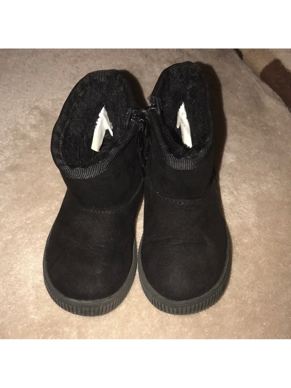 Cat & Jack size 6 Black Faux fur Suede Ankle Boots side zip